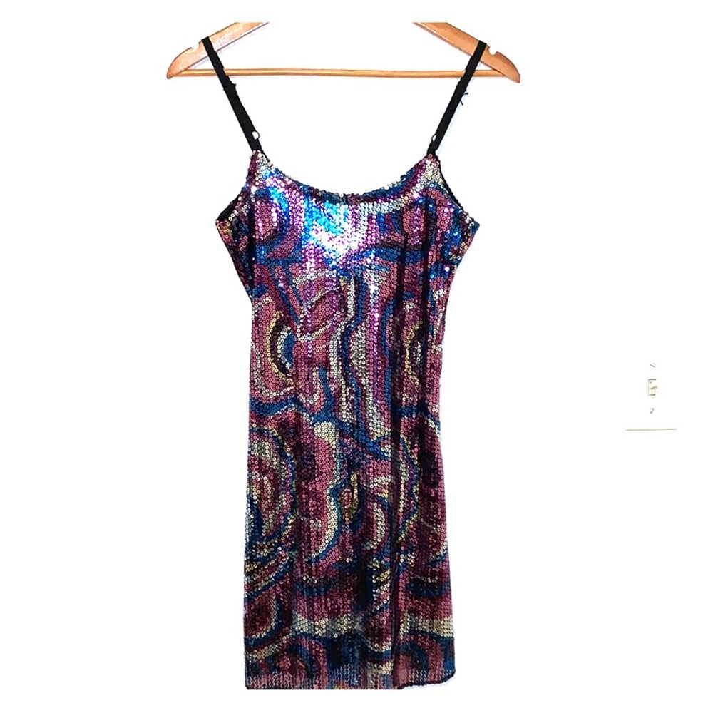 Sequenced dress, spaghetti strap